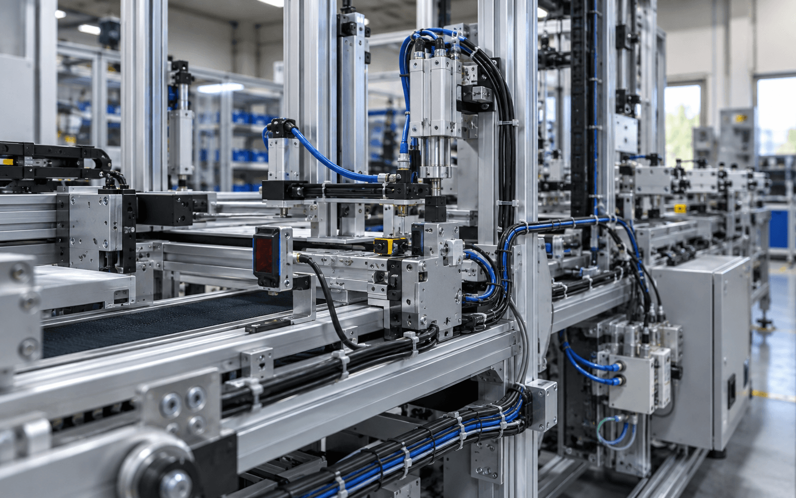 Sistema di macchina con attuatori, sensori e cablaggio industriale